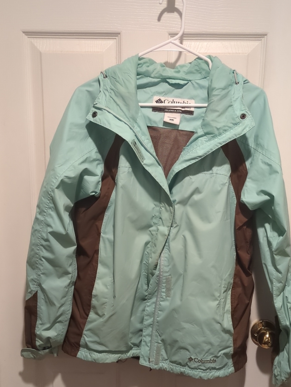 Columbia Mint and Brown Women's Hooded Ski Jacket